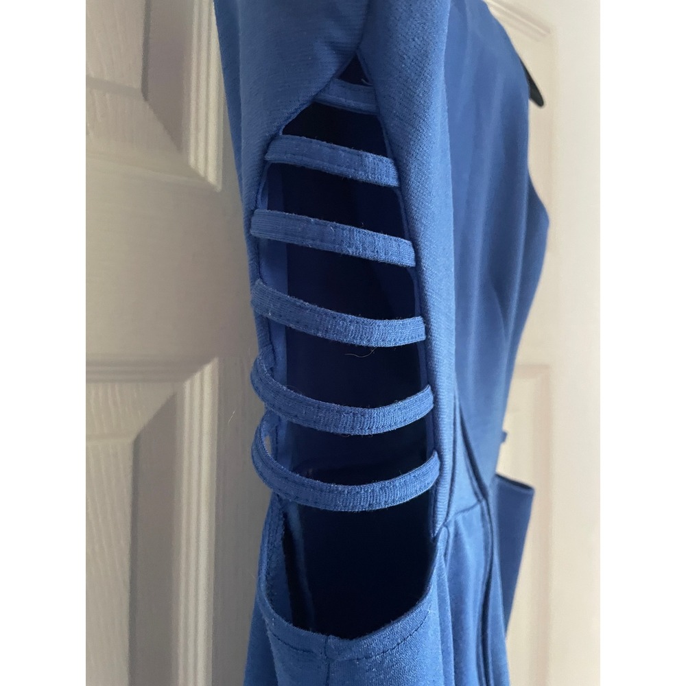 Papaya Royal Blue Mini Dress Side Cutout Strappy Sleeveless Size Medium - Picture 3 of 9